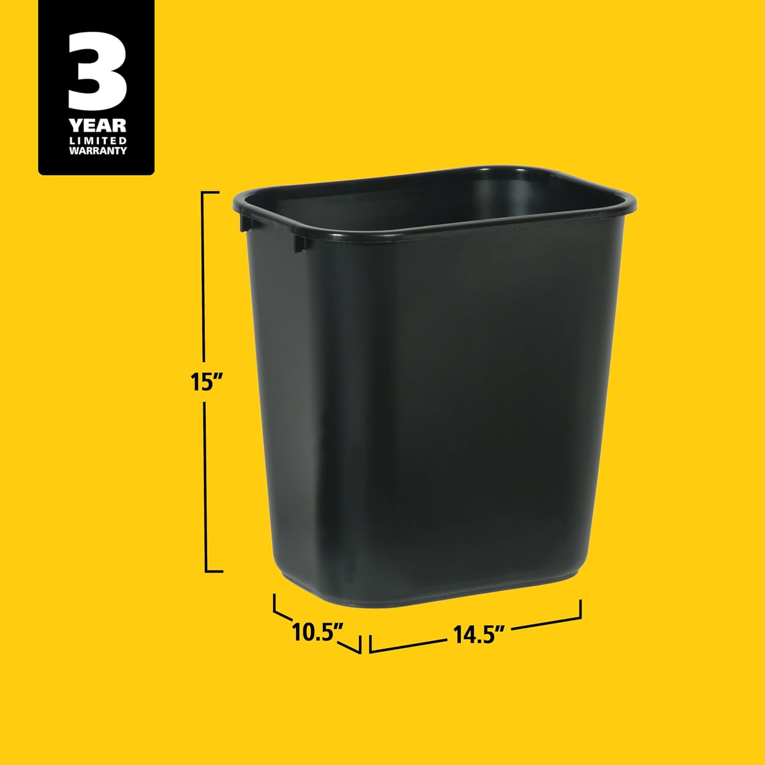[Color] plastic wastebasket with rubber base, [capacity]-gallon capacity, minimalist office storage solution — view 4