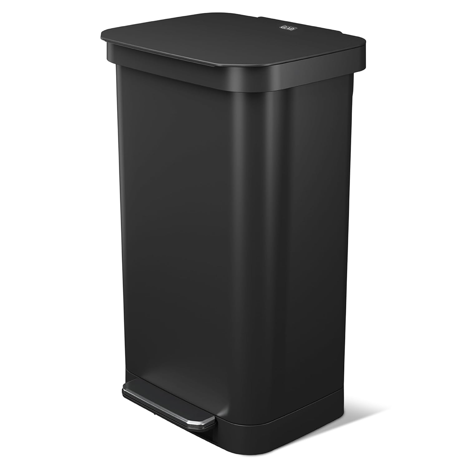 Stainless steel kitchen trash can in pewter finish, modern cylindrical form factor with odor control lid — view 6
