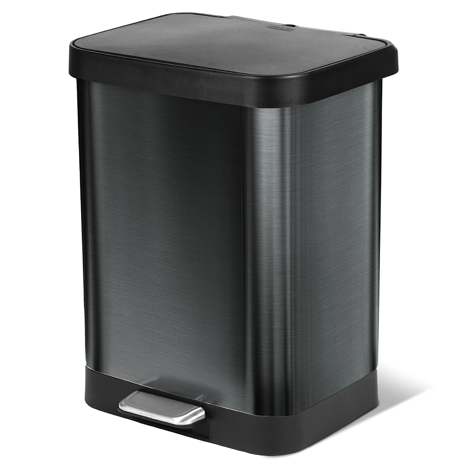 Glad Stainless Steel Trash Can with Clorox Odor Protection, 13 Gal, Pewter